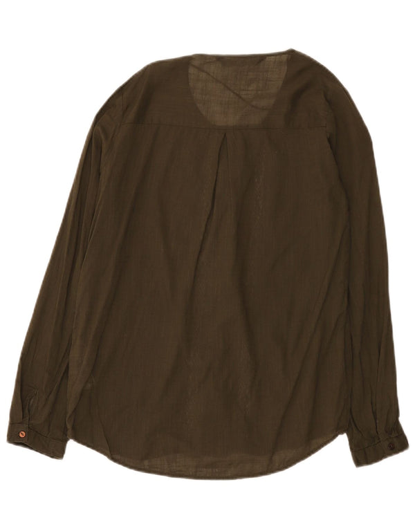 Blusa feminina Zara com ajuste solto UK 6 XS algodão cáqui