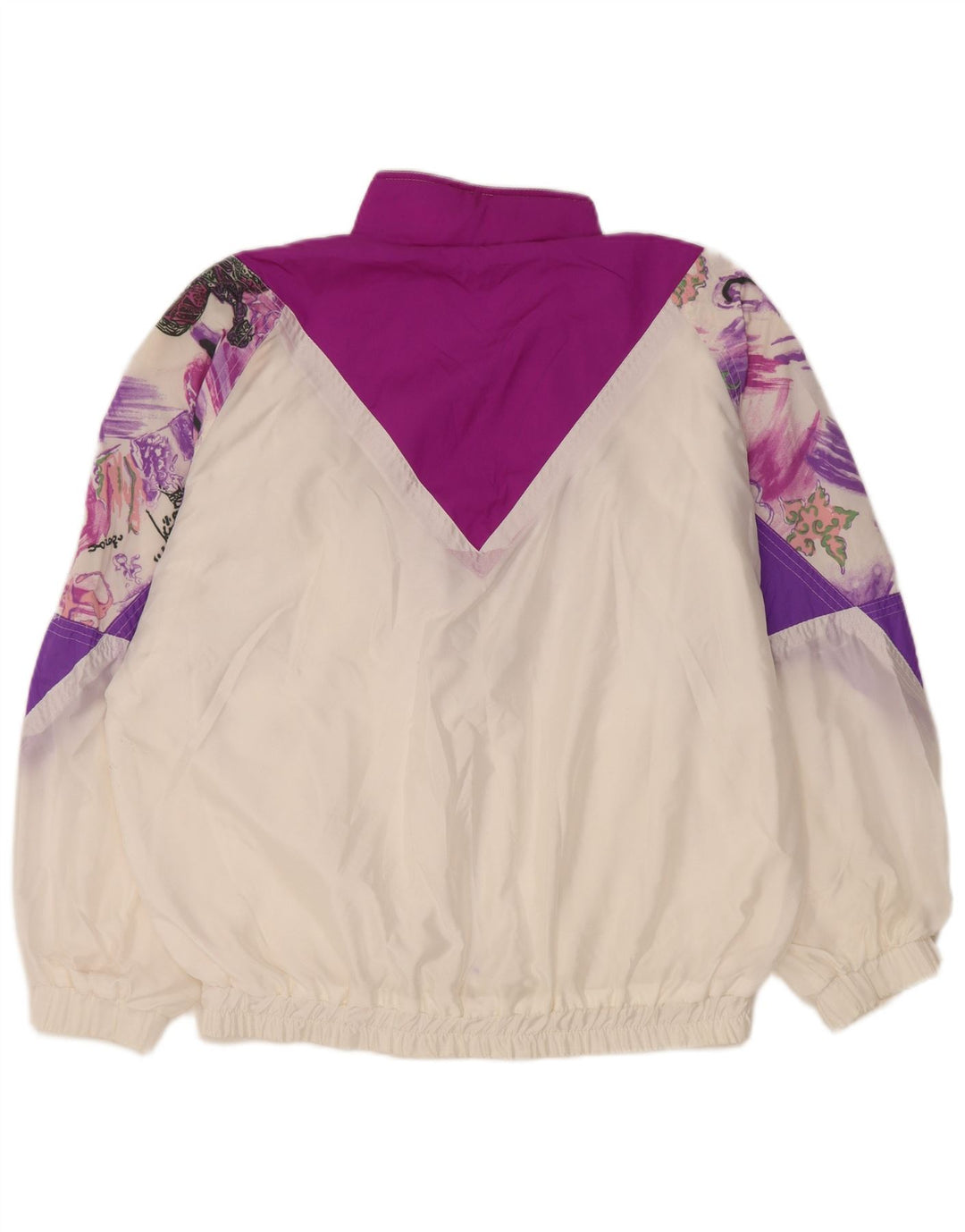 Jaqueta feminina vintage de grandes dimensões, bloco colorido branco pequeno EU 36