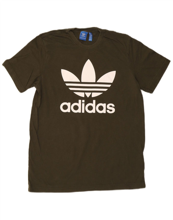 ADIDAS Mens Graphic T-Shirt Top Médio Algodão Cáqui