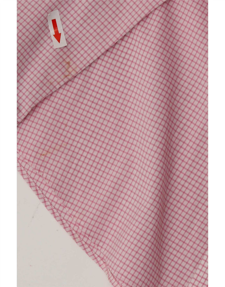 Camisa masculina Ralph Lauren tamanho 15 38 algodão xadrez rosa médio