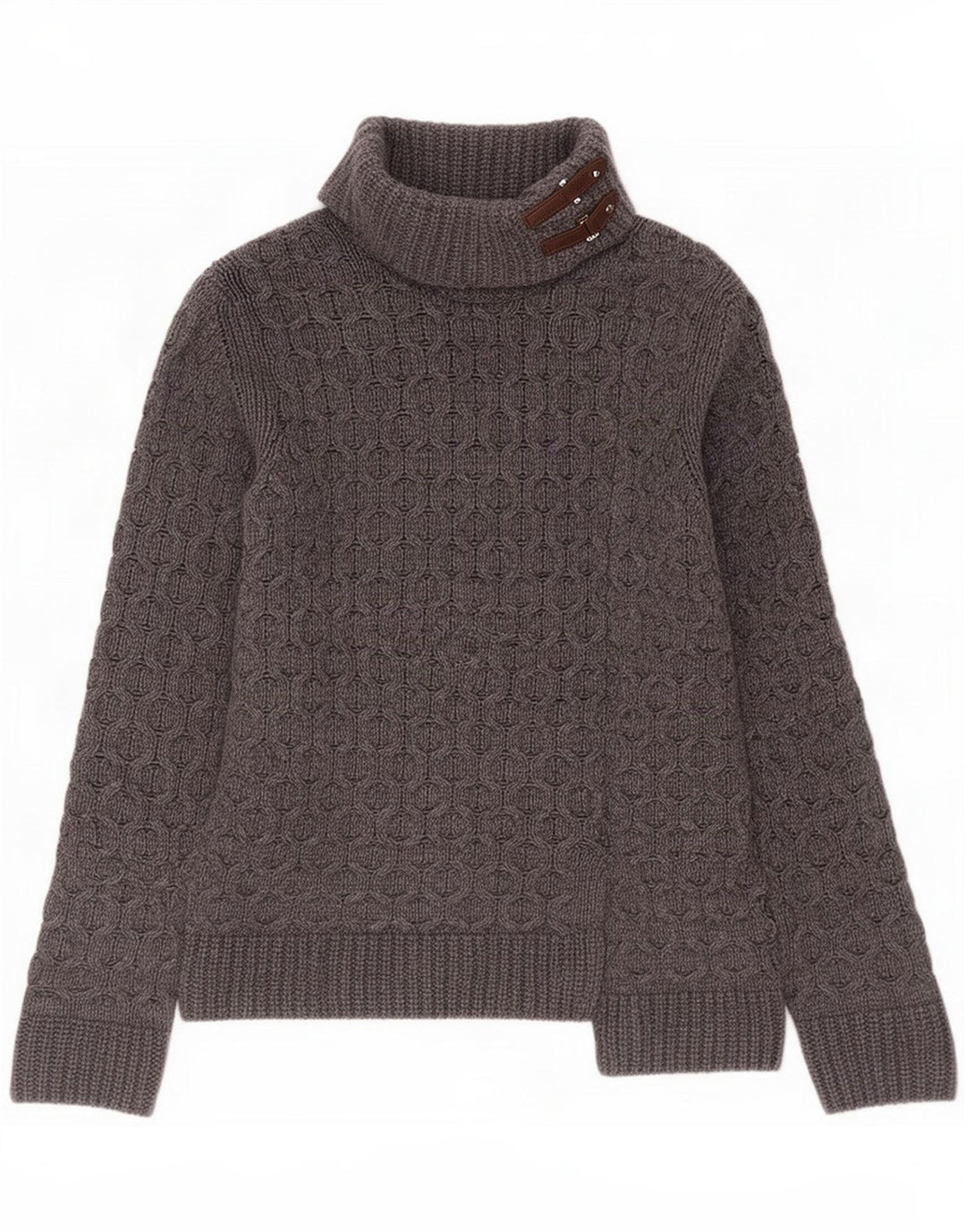 Suéter feminino Massimo Dutti com gola redonda Reino Unido 14 lã cinza médio