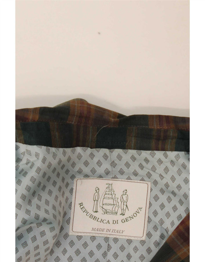 Jaqueta blazer masculina vintage com 2 botões Reino Unido 40 xadrez verde grande