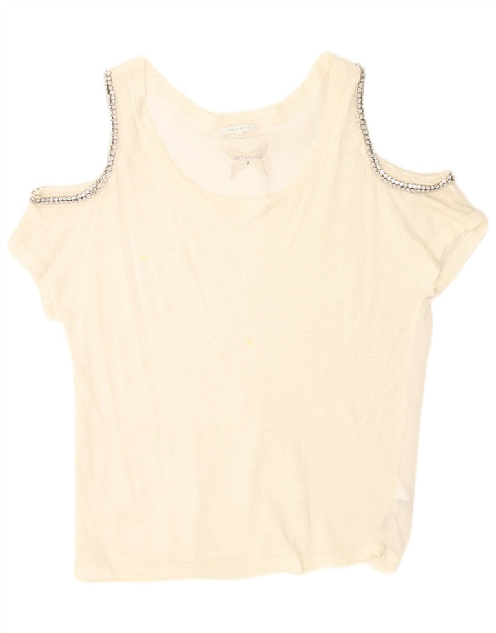 Patrizia Pepe Top feminino oversized sem ombro EUA 2 XS linho branco