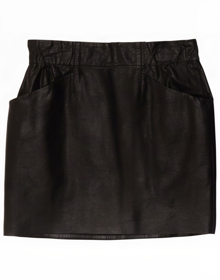 Zara mini saia feminina de couro sintético pequena W26 poliuretano preto