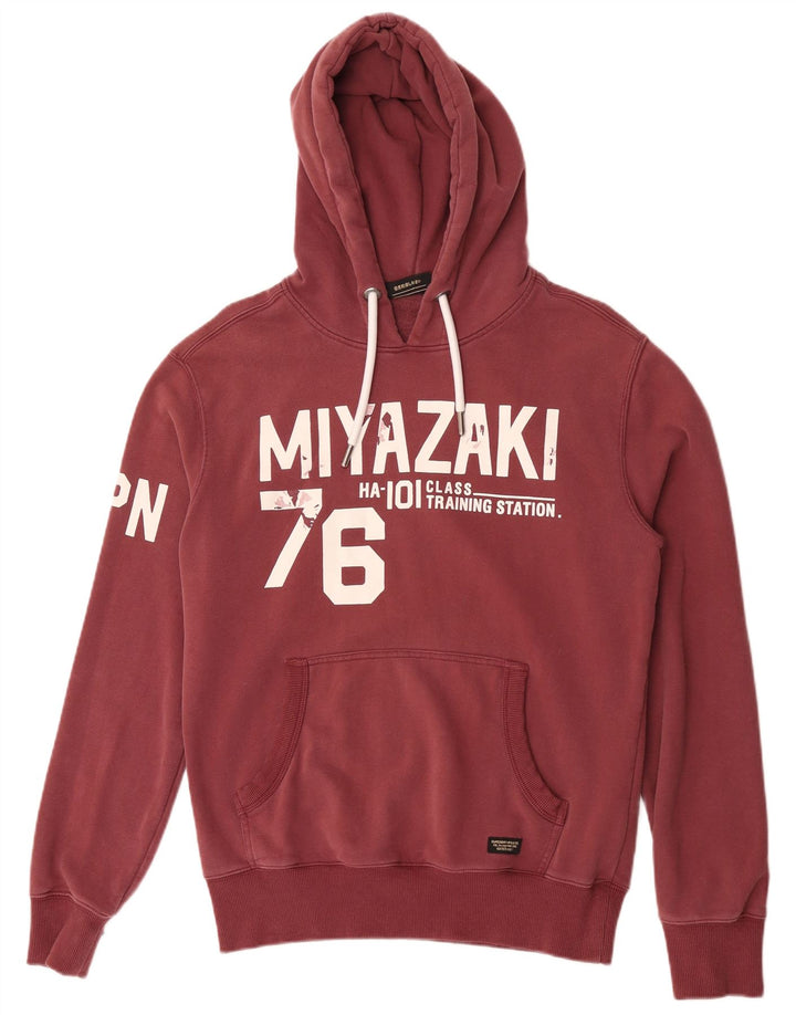 Suéter com capuz gráfico masculino Superdry médio algodão Borgonha