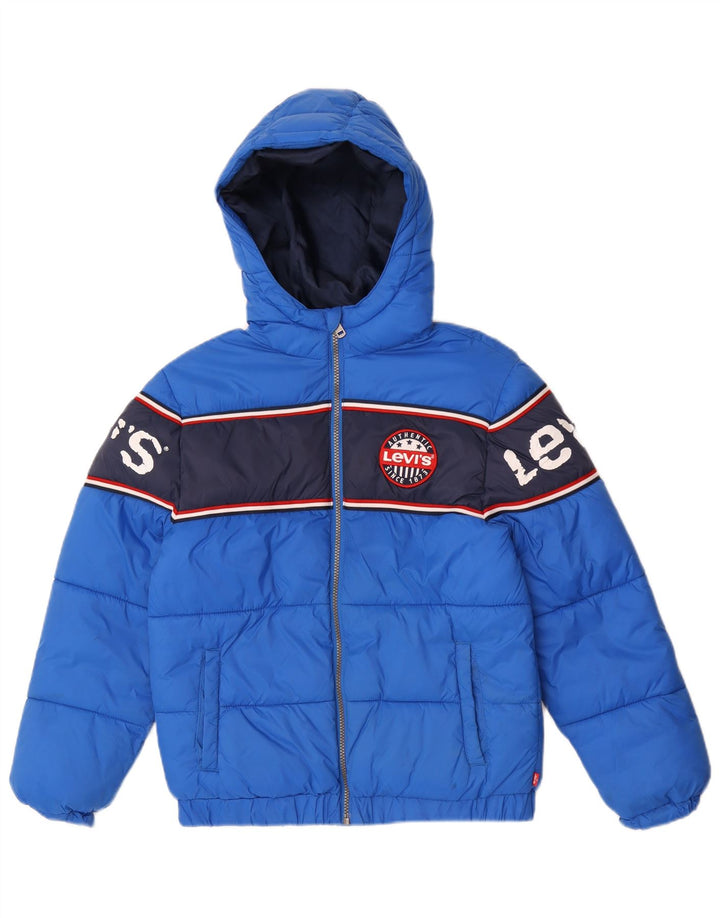 Jaqueta acolchoada com capuz gráfico Levi's Boys 12-13 anos grande bloco colorido azul