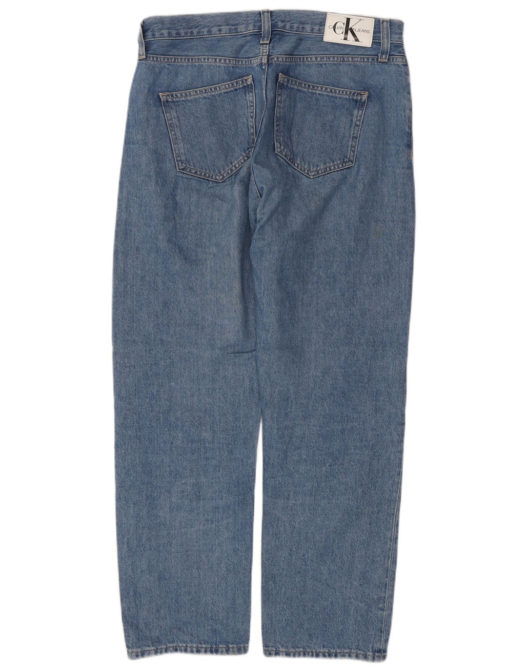 CALVIN KLEIN Calça jeans reta masculina de cintura alta W30 L28 algodão azul