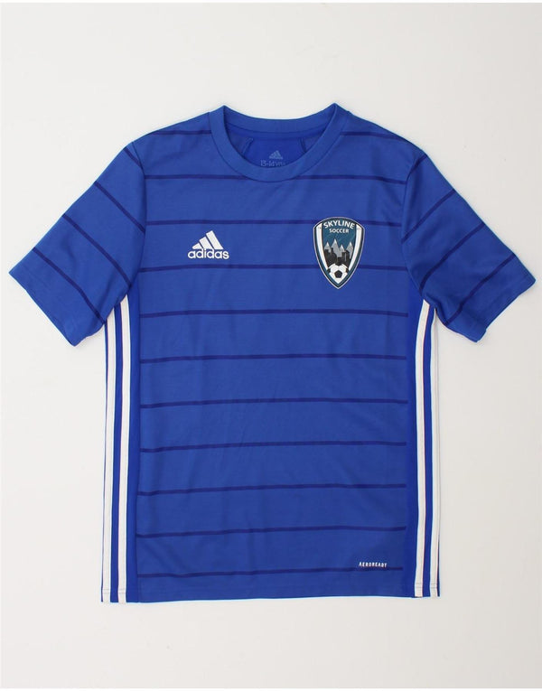Camiseta Adidas Boys Aeroready Graphic Top 13-14 Anos Listrado Azul