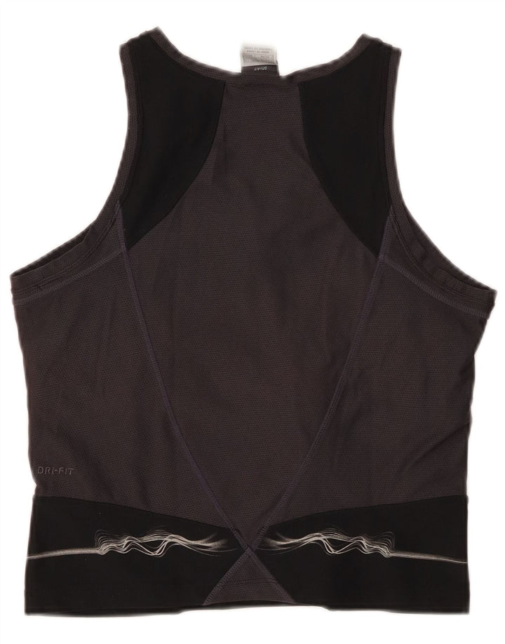 NIKE Womens Dri Fit Crop Vest Top UK 16/18 XL Preto Colourblock Poliéster