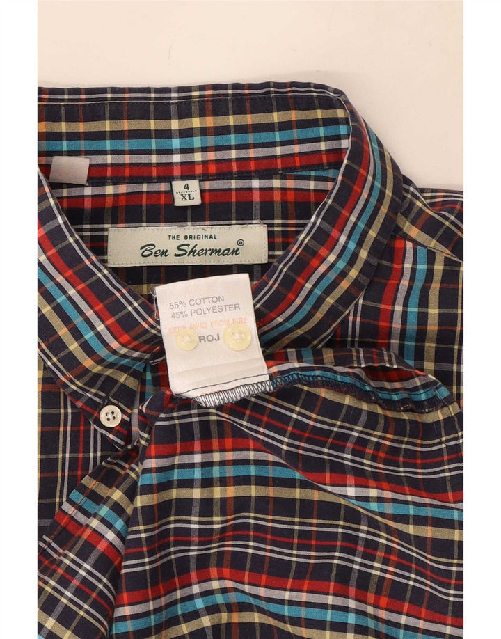 Camisa masculina de manga curta Ben Sherman XL algodão xadrez multicolorido