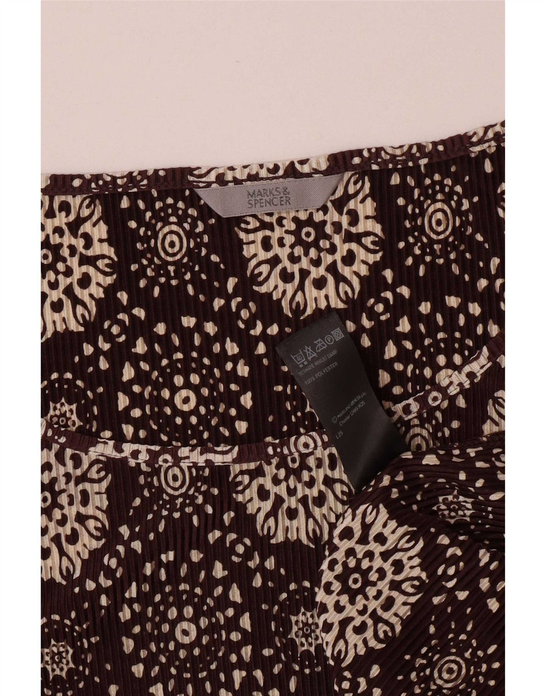 Top feminino Marks & Spencer com padrão abstrato manga 3/4 UK 20 2XL marrom