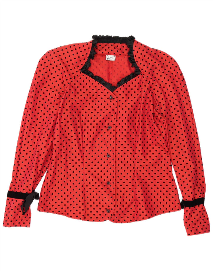 Blusa feminina Primavera Firenze EUA 3 poliéster manchado vermelho pequeno