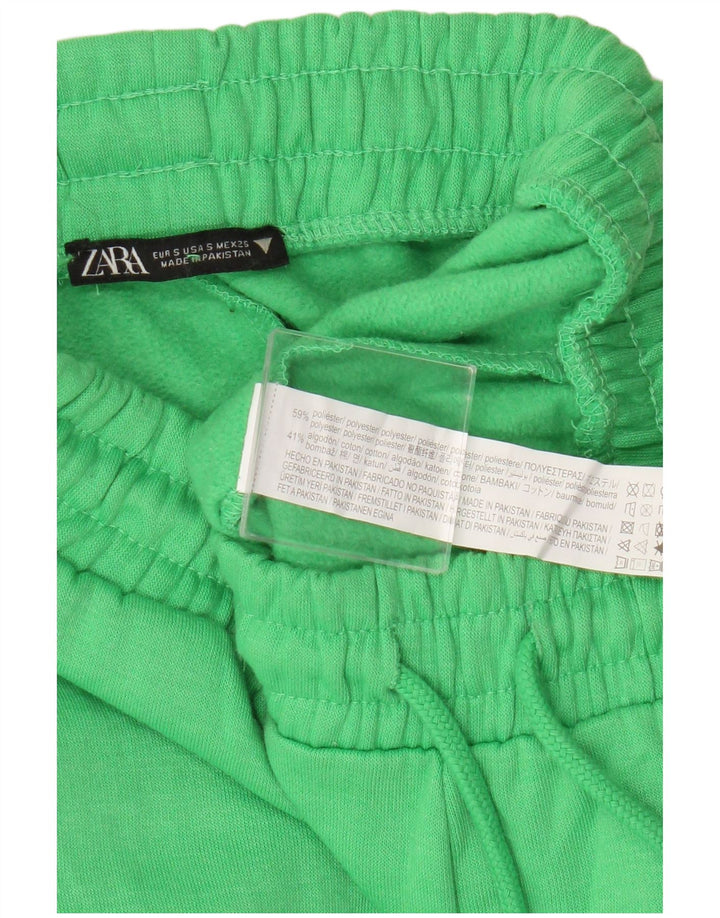Calça de treino feminina Zara Joggers UK 10 poliéster verde pequeno