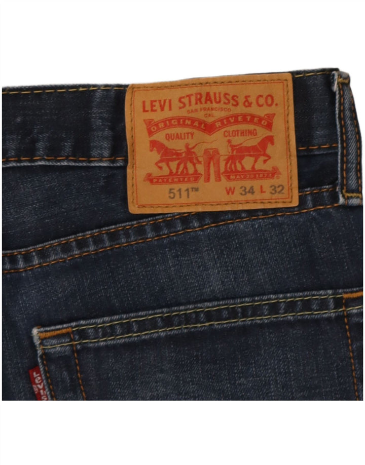 Levi's Masculino 511 Slim Jeans W34 L32 Azul Marinho Algodão