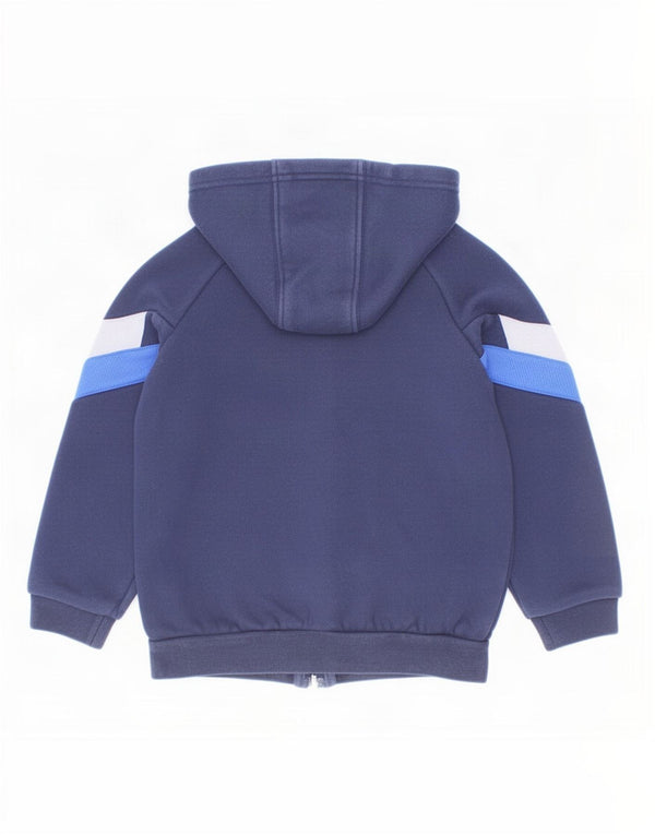 Suéter Adidas Boys Zip com capuz 3-4 anos azul marinho algodão colorblock