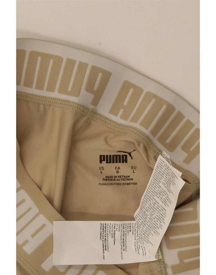 Shorts esportivos gráficos femininos Puma UK 14 grande poliéster bege