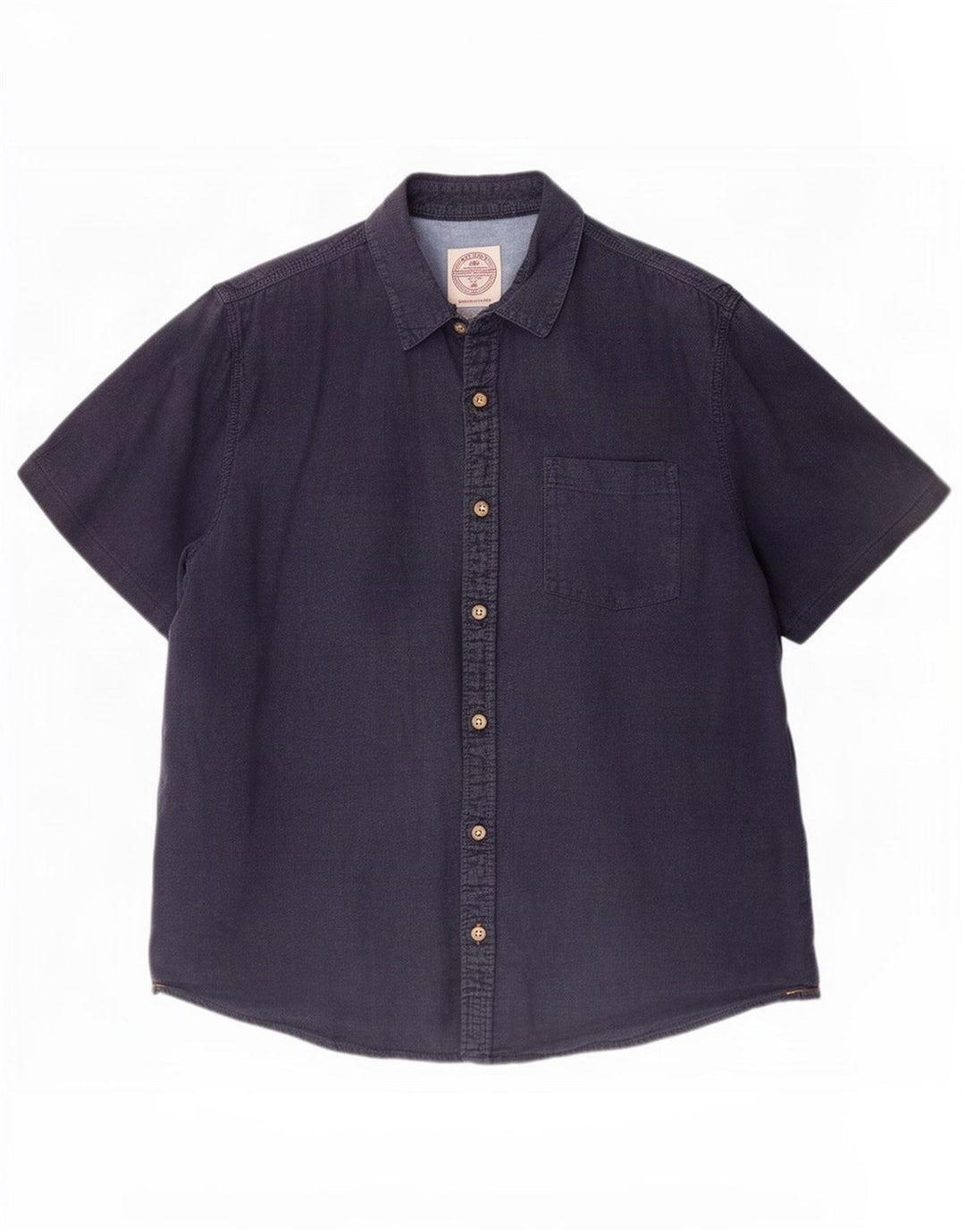 Camisa masculina de manga curta Fat Face Regular Fit XL azul marinho linho