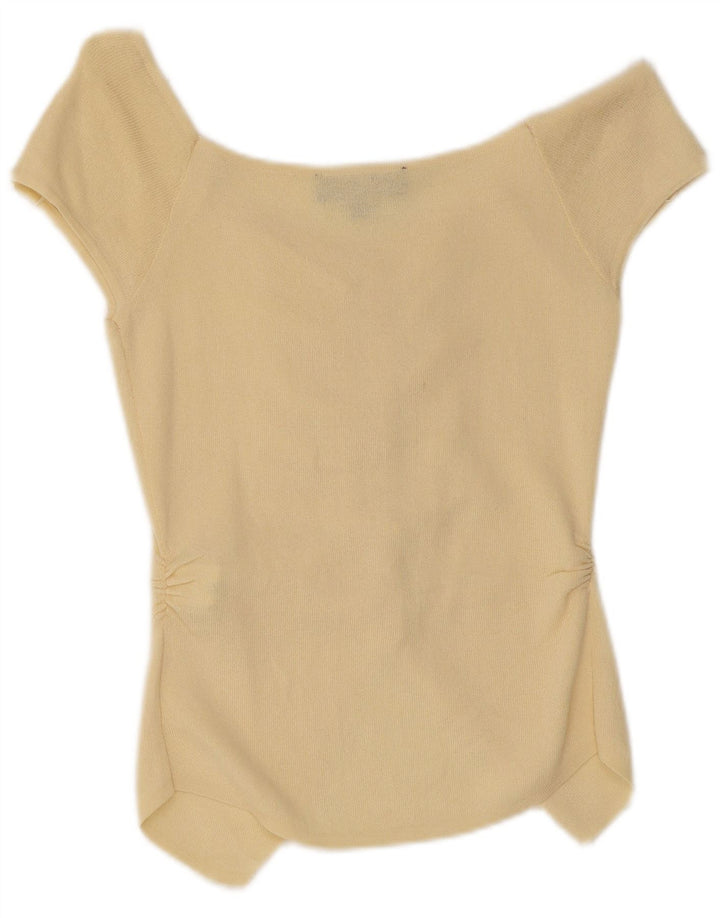 Blusa feminina Zara manga curta Reino Unido 12 viscose amarela média