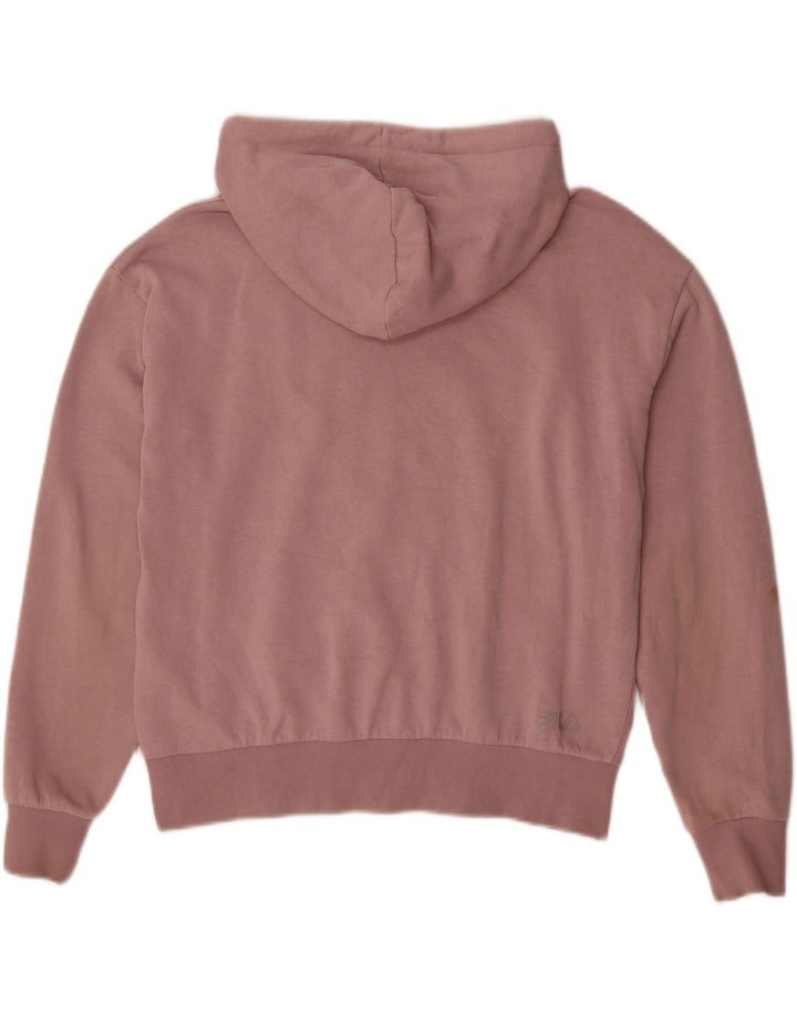 FILA Womens Graphic Hoodie Jumper UK 14 Medium Pink Cotton Vintage Fila and Second-Hand Fila from Messina Hembry 