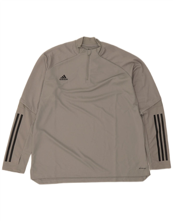 Adidas Mulher Aeroready Zip Neck Pullover Treino Top Reino Unido 24/26 2XL Cinza