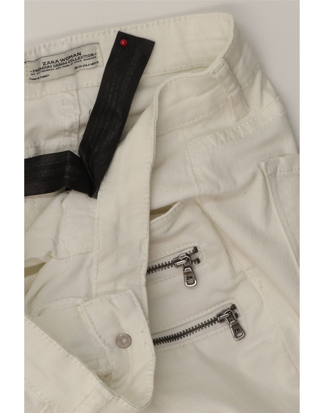ZARA Cargo Slim Jeans Feminino EU 38 Pequeno W28 L27 Algodão Branco
