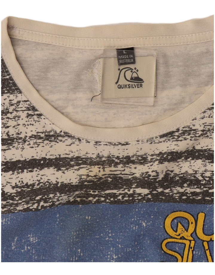 Camiseta masculina Quiksilver com estampa gráfica grande listrada cinza
