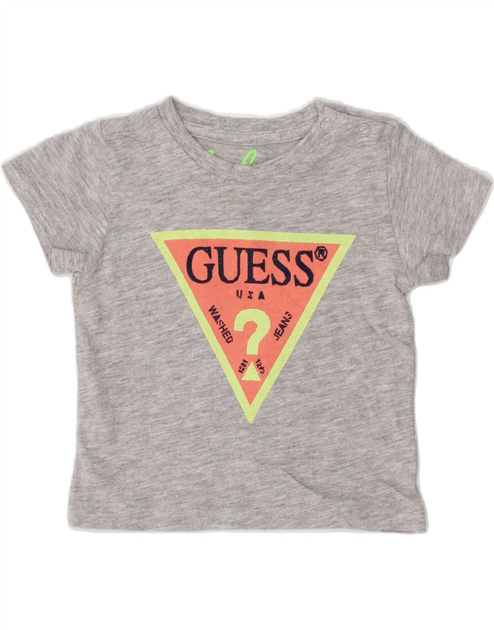 GUESS Baby Girls Graphic T-Shirt Top 6-9 Months Grey Vintage Guess and Second-Hand Guess from Messina Hembry 