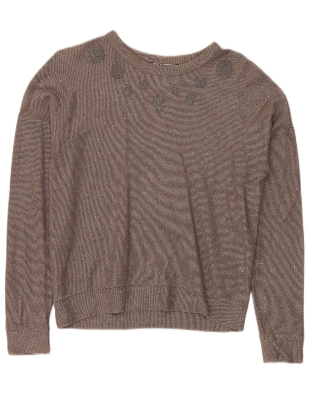 ZARA Suéter feminino oversized com gola canoa Reino Unido 10 pequeno cinza