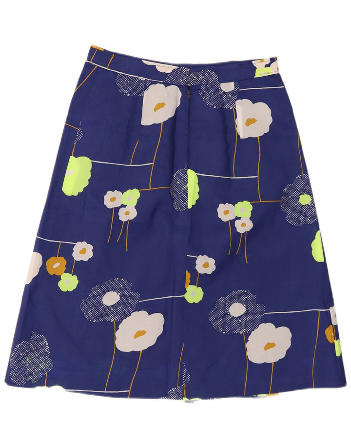 Saia feminina vintage linha A W28 floral azul médio