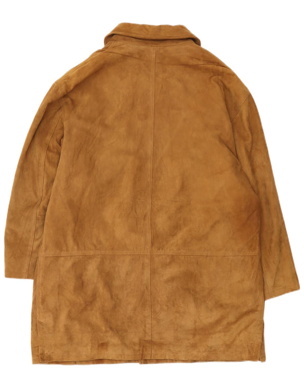 Sobretudo de camurça masculino vintage IT 54 2XL couro marrom