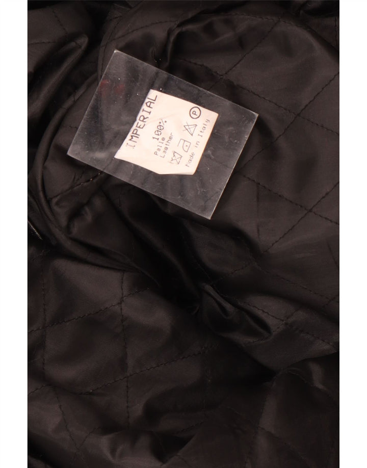 Casaco de couro masculino vintage UK 40 grande couro preto