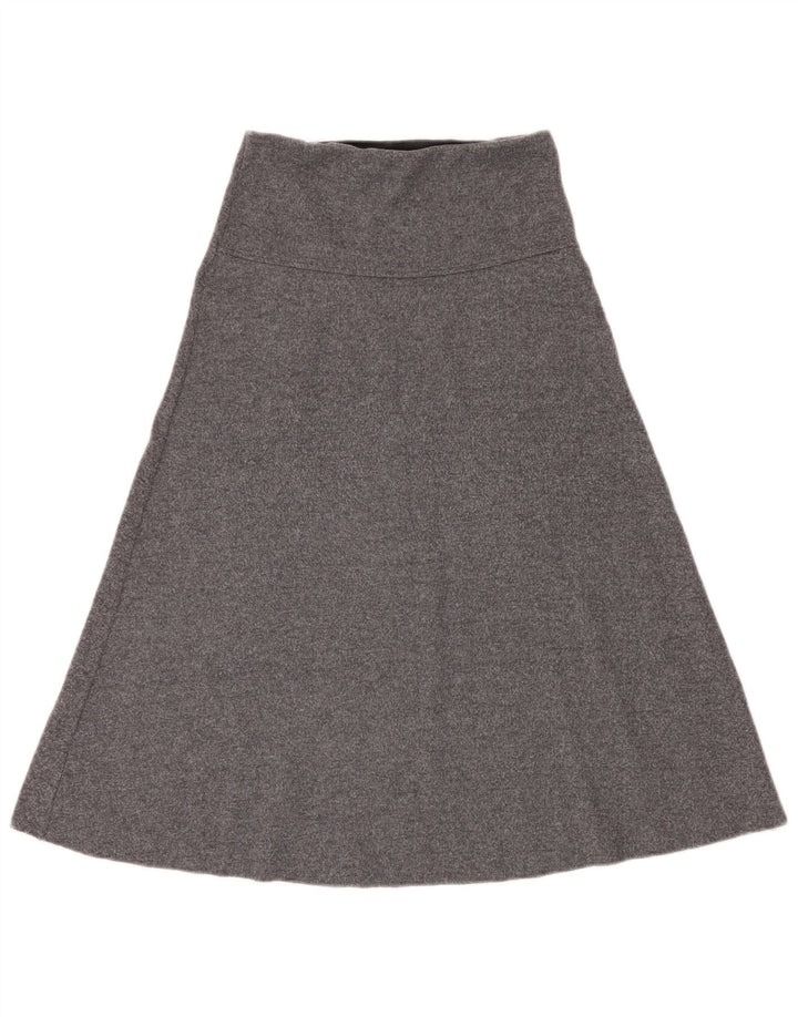 Zara saia feminina cintura alta evasê pequena W26 poliéster cinza