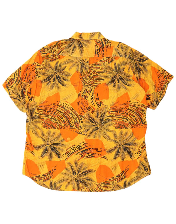 Camisa masculina vintage de manga curta tamanho 41/42 grande laranja havaiana