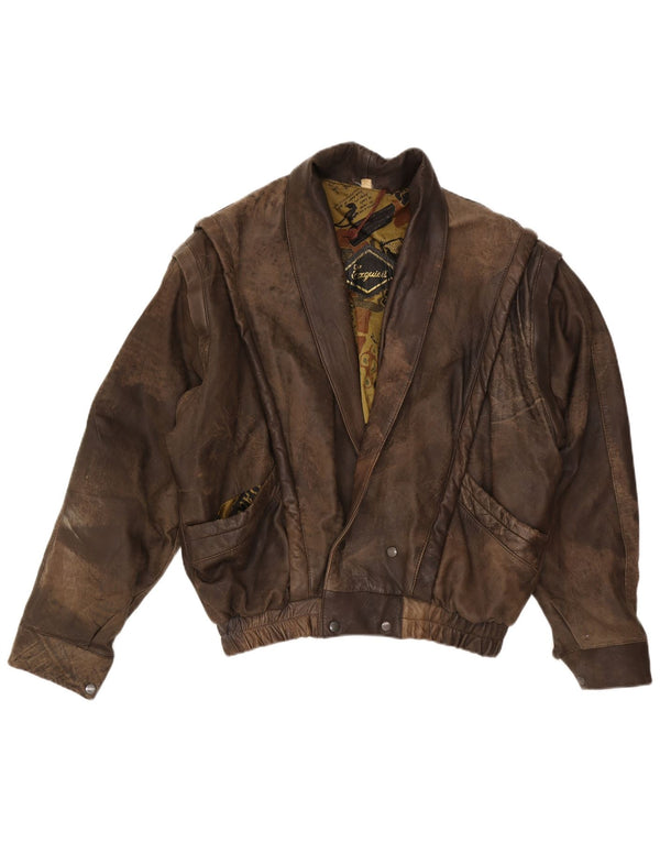 Jaqueta de couro masculina vintage UK 42 XL marrom