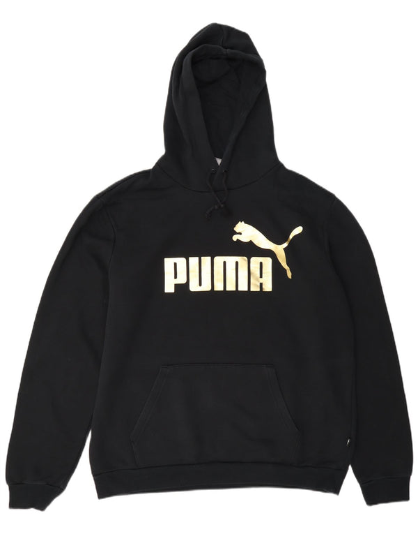 Suéter com capuz gráfico masculino Puma grande algodão preto