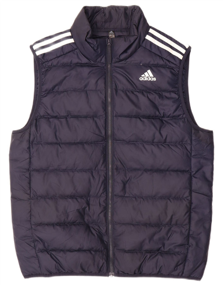 Colete acolchoado masculino Adidas UK 38 poliéster azul marinho médio