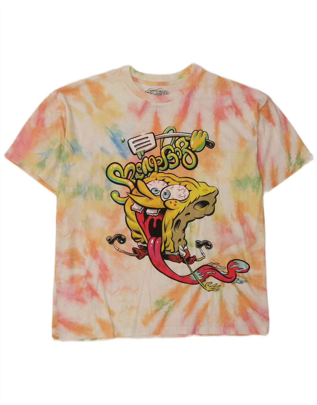 Camiseta masculina com estampa Bob Esponja Pull & Bear grande tie-dye multicolorida