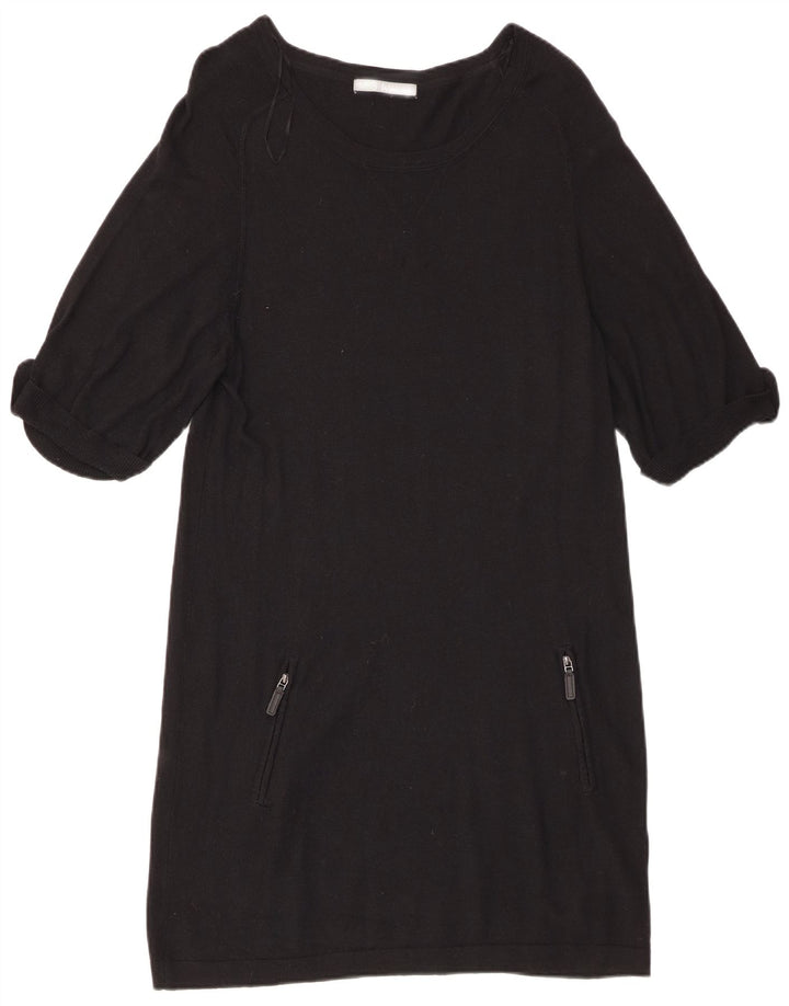 Vestido jumper feminino de manga curta Marks & Spencer Reino Unido 12 médio preto