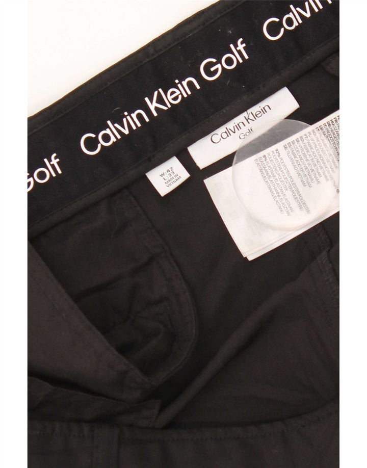 Calça chino reta masculina Calvin Klein W42 L33 poliéster preto