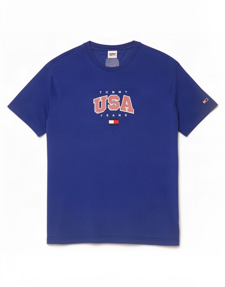Camiseta masculina Tommy Hilfiger gráfica grande azul