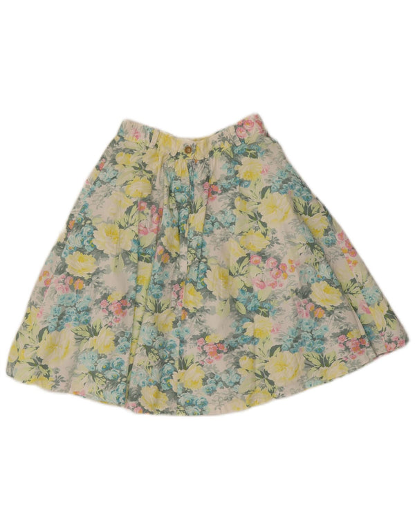 Saia feminina vintage linha A EU 40 Médio W26 Algodão floral multicolorido