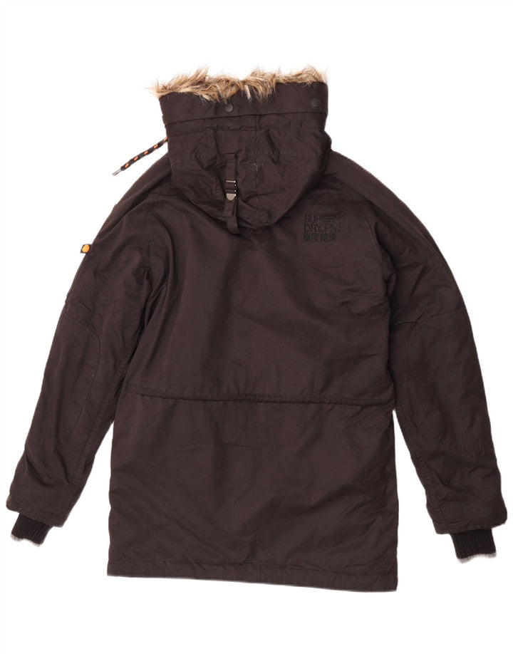 Jaqueta Parka masculina Superdry com capuz UK 36 poliéster marrom pequeno