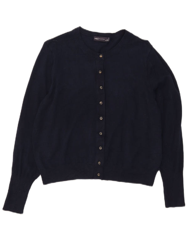 Suéter cardigã feminino Marks & Spencer Reino Unido 20 2XL azul marinho viscose