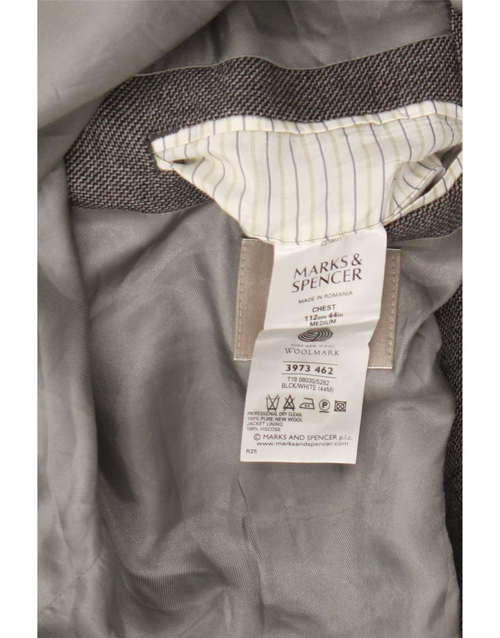 Jaqueta blazer masculina de 2 botões Marks & Spencer Reino Unido 44 XL cinza nova lã