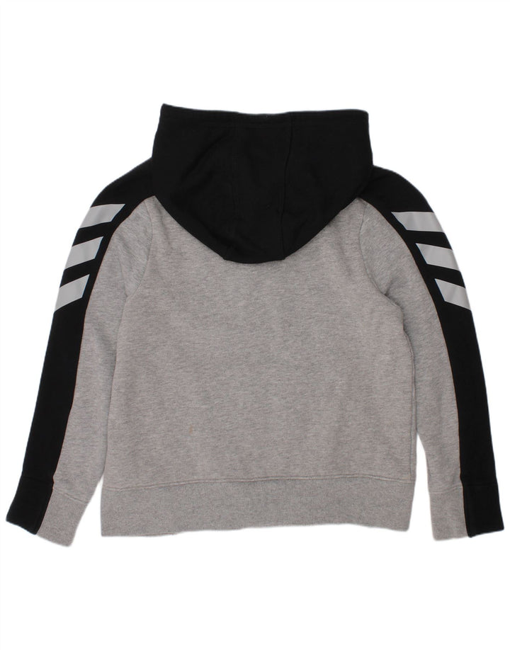 ADIDAS Meninos Graphic Hoodie Jumper 7-8 Anos Pequeno Cinza Colorblock Algodão