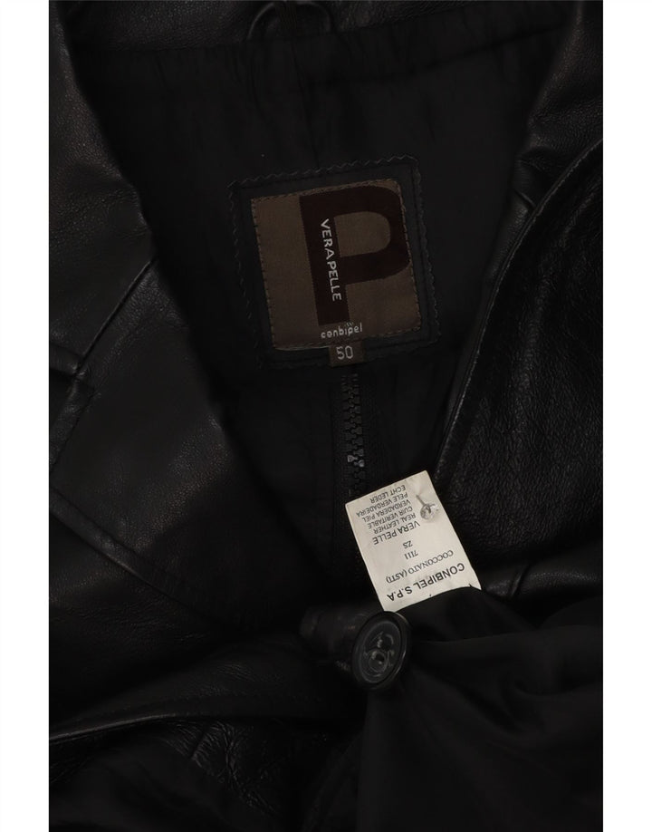 Jaqueta blazer masculina de couro com 3 botões da Conbipel IT 50 couro preto grande