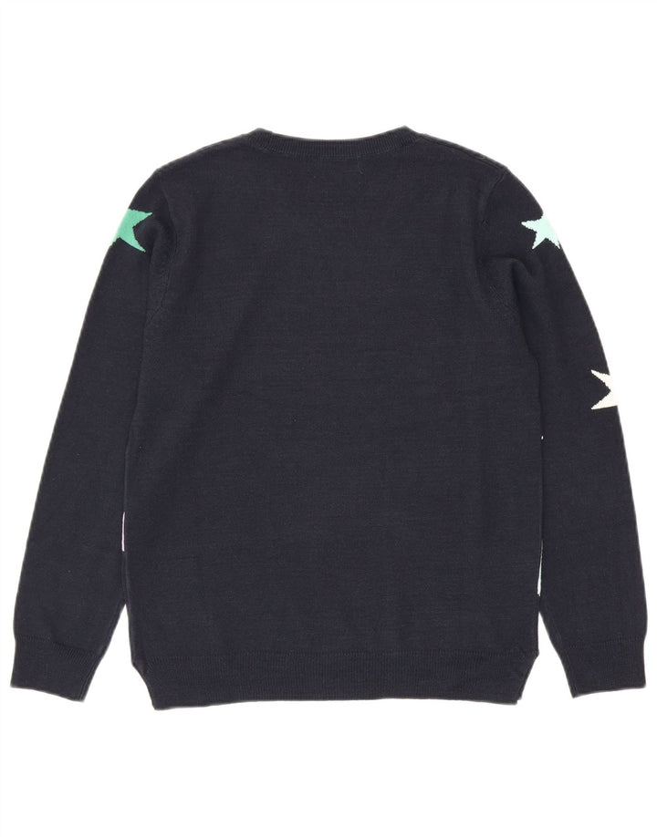 Suéter feminino Marks & Spencer com gola redonda Reino Unido 10 pequeno azul marinho