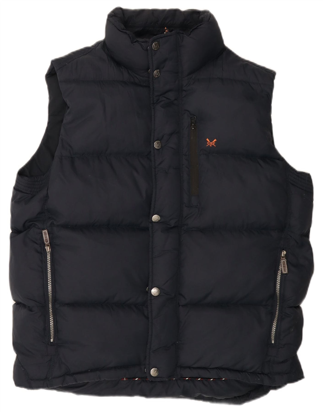 CREW CLOTHING Colete masculino acolchoado UK 42 XL azul marinho nylon