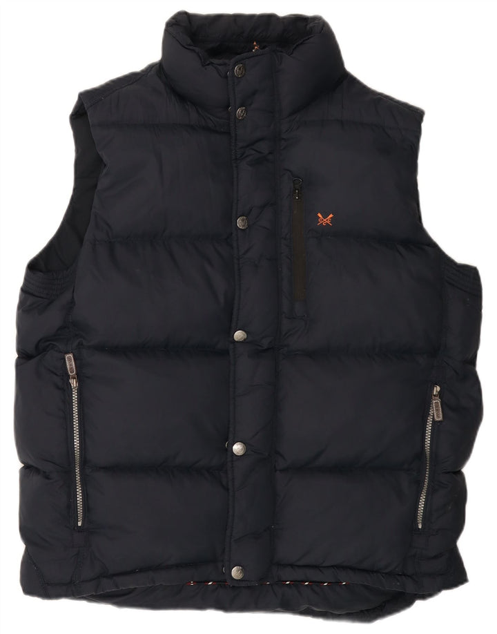 CREW CLOTHING Colete masculino acolchoado UK 42 XL azul marinho nylon