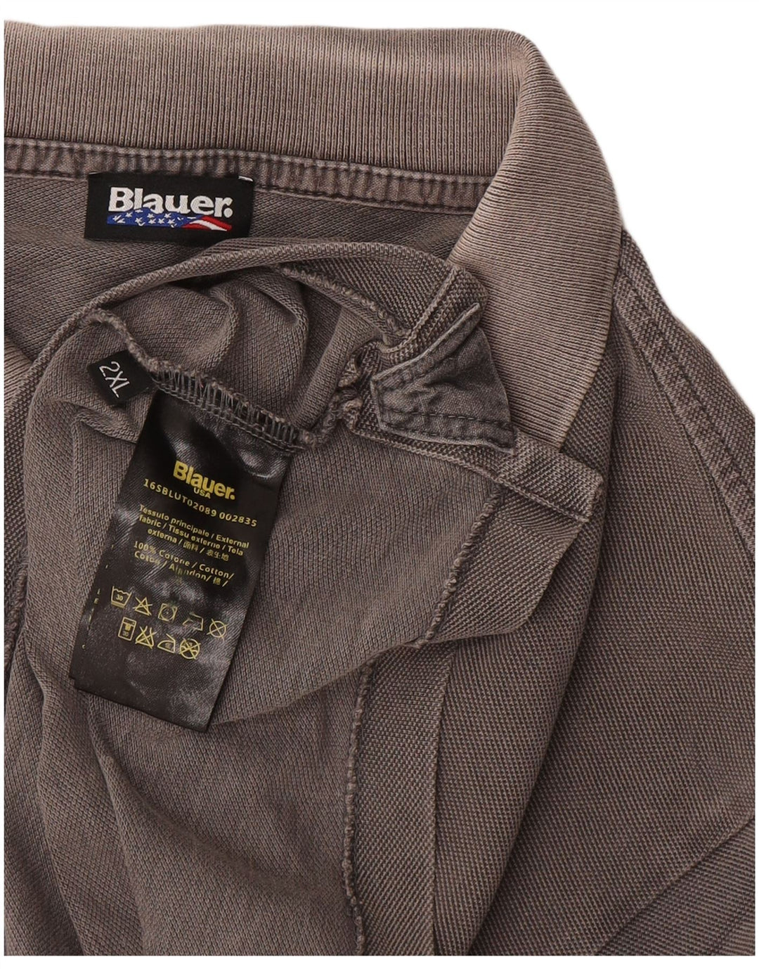 Camisa polo masculina Blauer Regular Fit 2XL algodão cinza